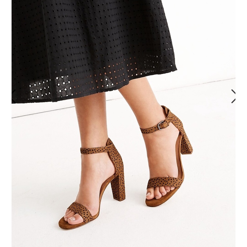 Madewell The Brooke Ankle-Strap Sandal in Spot Dot Calf Hair Size 9 1/2
